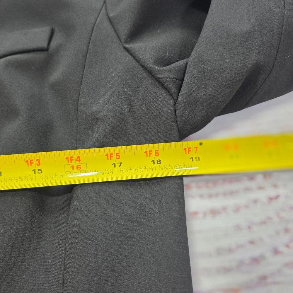 Halogen Blazer Women Size 14 Black Excellent One Button Tailored Suit Jacket